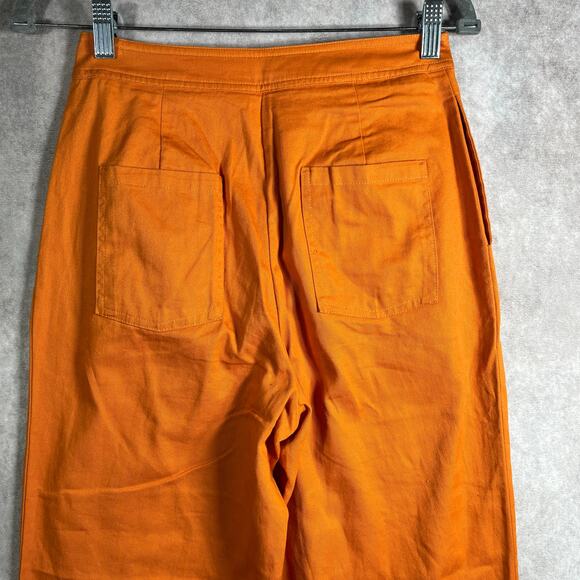 H/G By Collection Pants Womens Small Orange Cotton Trousers Buttons Vacation - Picture 4 of 10